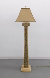 Italian Travertine Column Floor Lamp