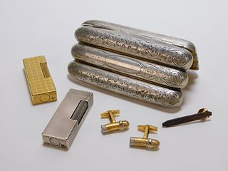 5PC Sterling Silver Dunhill Lighter Cigar Case Lot