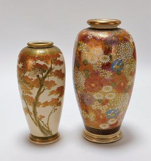 2PC Japanese Satsuma Porcelain Vases