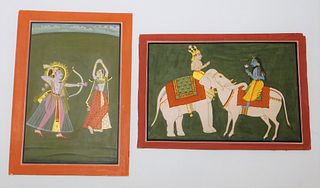 2PC Indian Udaipur & Jodhpur School Paintings