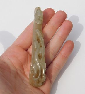 Chinese Qing Dynasty Carved Jade Dragon Belt Hook
