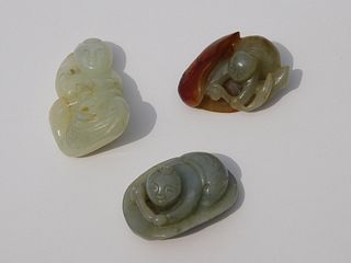 3PC Chinese Qing Dynasty Carved Jade Sculptures