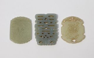 3PC Chinese Qing Dynasty Carved Jade Medallions