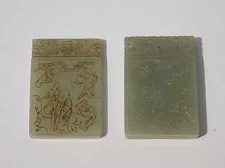 PR Chinese Qing Dynasty Carved Jade Plaques
