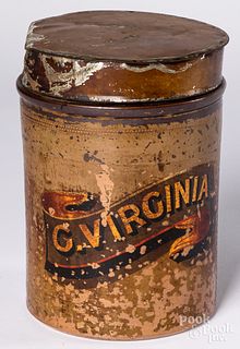 English painted stoneware tobacco jar, 19th c.