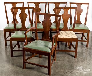 Set of seven Virginia cherry dining chairs.