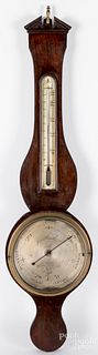 English mahogany banjo barometer, 19th c.
