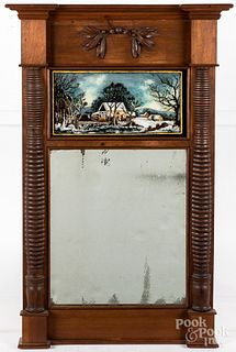 Sheraton walnut mirror, ca. 1830