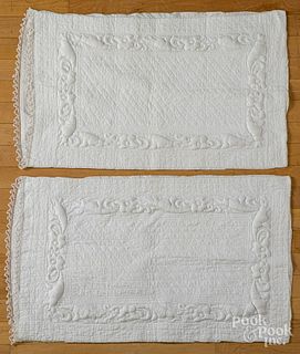 Pair of whitework pillow shams, 19th c.