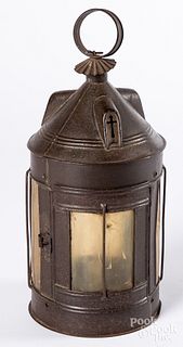 Tin lantern, 19th c., with mica shades