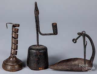 Three iron lighting devices, 18th/19th c.