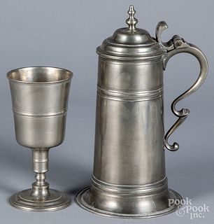 Pewter flagon and chalice, 18th/19th c.
