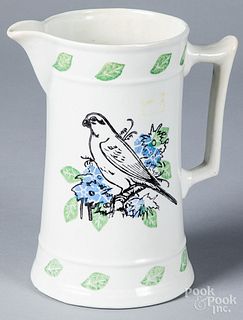 Stick spatter pitcher with bird decoration