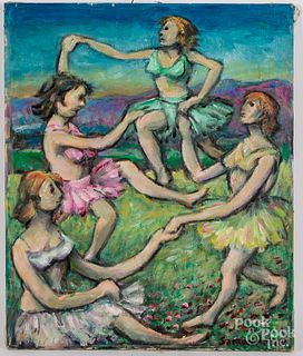 Samuel Heller oil on canvas of dancers