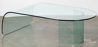 Mid-century modern style glass coffee table