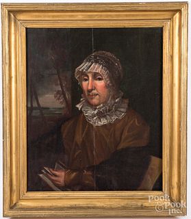 American oil on panel portrait, 19th c.