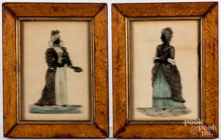 Pair of reverse painted silhouettes, 19th c.