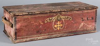 Painted pine tool chest, 19th c.