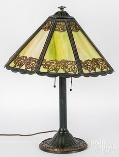 Bradley & Hubbard slag glass table lamp