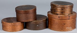 Five band boxes, 19th c.