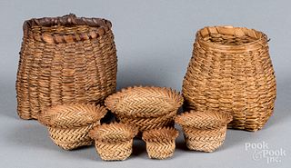 Group of miniature woven baskets