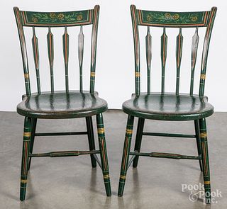 Pair of painted arrowback chairs, 19th c.