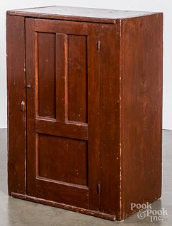 Stained pine hanging cupboard, 19th c.