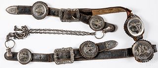 Fine leather and silver horse harness strap