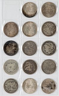 Fourteen Morgan silver dollars