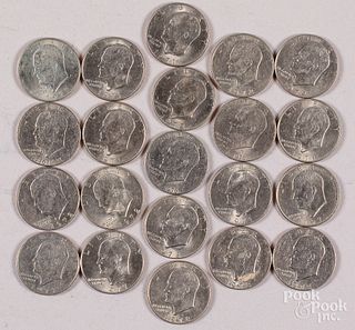 Sixteen Eisenhower silver dollars, etc.