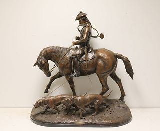 Large & Impressive Bronze Sculpture Of Hunter &