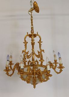 Vintage And Fine Quality Bronze Chandelier With