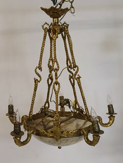 Bronze Mounted Alabaster Chandelier As/ Is.