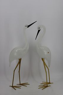 A Magnificent Pair Of Murano Glass Herons.