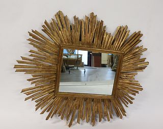 Antique Giltwood Starburst Form Mirror