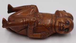 Early 19th C Carved Boxwood Snuff Box.
