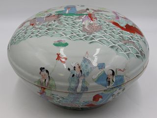 Large Chinese Famille Rose Lidded Box.