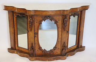 Victorian Walnut , Carved & Marbletop Cabinet .