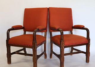 An Antique Pair Of Gothic Revival Arm Chairs