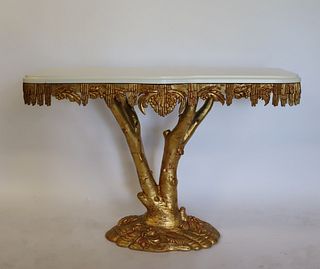 Carved, Giltwood Tree Form Console.
