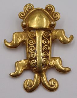 JEWELRY. 18kt+ Incan Gold Figural Pendant.