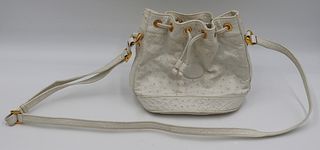 COUTURE. Gucci White Ostrich Bucket Bag.