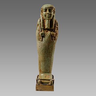 Ancient Egyptian Green Faience Ushabti Late period c.664-332 BC.