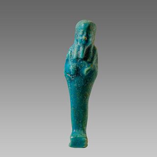 Ancient Egyptian Blue Faience Ushabti Late period c.664-30 BC. 