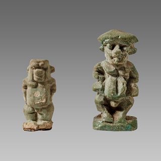 Lot of 2 Ancient Egyptian Faience Dwarf Pataikos Amulets c.664-525 BC. 