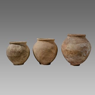 Lot of 3 Ancient Holy Land Roman Pottery Jars c.1st-4th century AD.