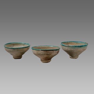 Lot of 3 Ancient Islamic Ceramic Bowls c.14th century AD.