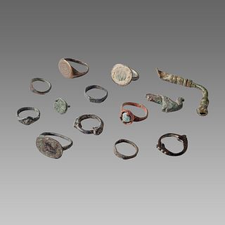 Lot of 13 Ancient Roman Bronze Rings c.2nd-3rd century AD. 