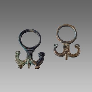 Lot of 2 Ancient Islamic Seljuk Bronze Rings c.9th century AD.
