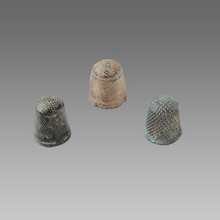 Lot of 3 Medieval Bronze Thimbles c.14th century AD.